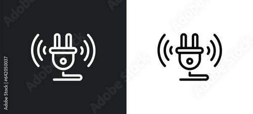 smart plug icon isolated in white and black colors. smart plug outline vector icon from smart home collection for web, mobile apps and ui.