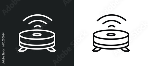 robot vacuum cleaner icon isolated in white and black colors. robot vacuum cleaner outline vector icon from smart home collection for web, mobile apps and ui.