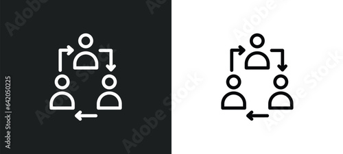 coordinating people icon isolated in white and black colors. coordinating people outline vector icon from social collection for web, mobile apps and ui.