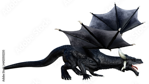 3D Rendering Fairy Tale Dragon on White