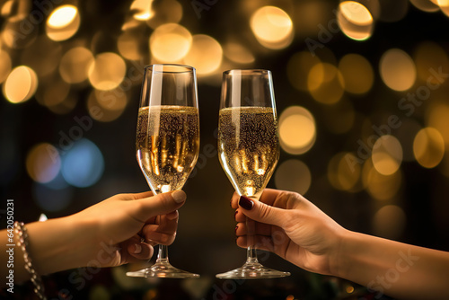 Flutes of champagne in holiday setting A professional photog