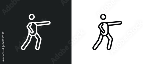 aikido icon isolated in white and black colors. aikido outline vector icon from sport collection for web, mobile apps and ui.