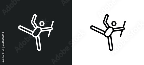 baton twirling icon isolated in white and black colors. baton twirling outline vector icon from sport collection for web, mobile apps and ui.