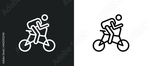 cycling icon isolated in white and black colors. cycling outline vector icon from sport collection for web, mobile apps and ui.