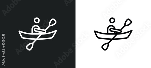 canoe sport icon isolated in white and black colors. canoe sport outline vector icon from sport collection for web, mobile apps and ui.