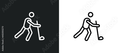 hurling icon isolated in white and black colors. hurling outline vector icon from sport collection for web, mobile apps and ui. photo
