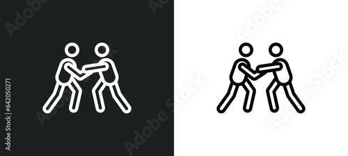 judo icon isolated in white and black colors. judo outline vector icon from sport collection for web, mobile apps and ui.