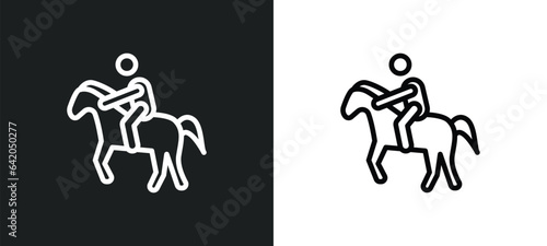 equestrianism icon isolated in white and black colors. equestrianism outline vector icon from sport collection for web, mobile apps and ui.