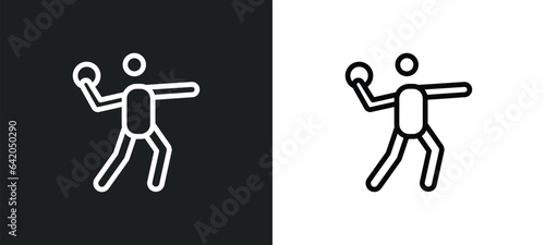 discus throw icon isolated in white and black colors. discus throw outline vector icon from sport collection for web, mobile apps and ui.