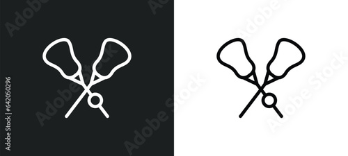 lacrosse icon isolated in white and black colors. lacrosse outline vector icon from sport collection for web, mobile apps and ui.
