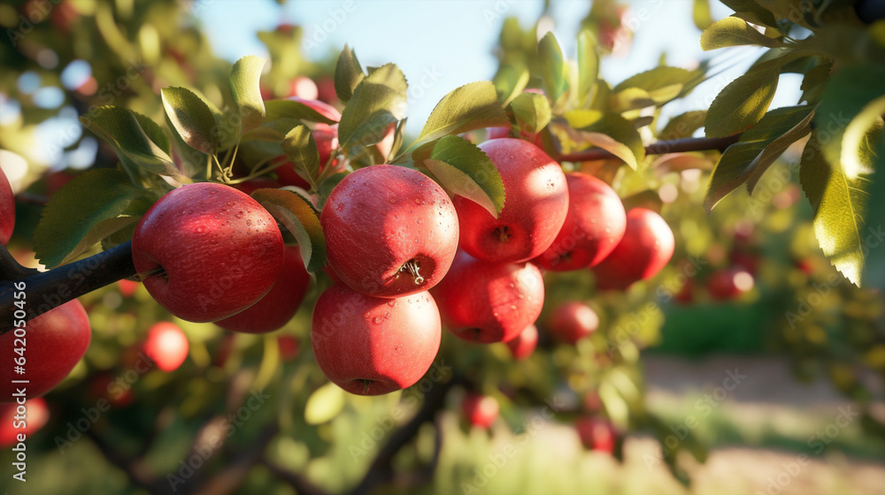 Autumn gardening apple orchard tree nature leaves ripe fruit red food