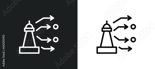 strategy choice icon isolated in white and black colors. strategy choice outline vector icon from startup stategy and collection for web, mobile apps and ui.