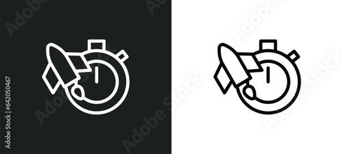 quick icon isolated in white and black colors. quick outline vector icon from startup collection for web, mobile apps and ui.