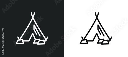 tipi icon isolated in white and black colors. tipi outline vector icon from stone age collection for web, mobile apps and ui.