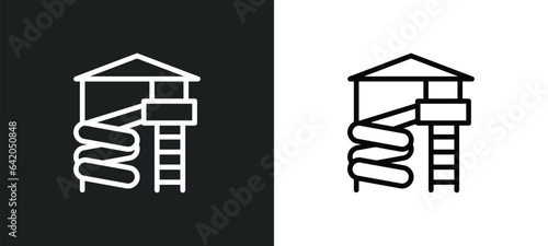 aqua park icon isolated in white and black colors. aqua park outline vector icon from summer collection for web, mobile apps and ui.