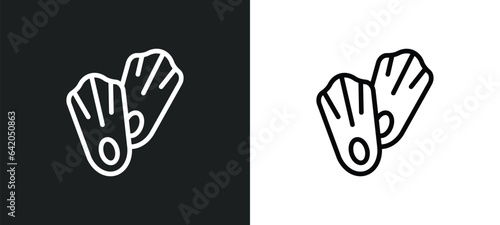 diving fins icon isolated in white and black colors. diving fins outline vector icon from summer collection for web, mobile apps and ui.