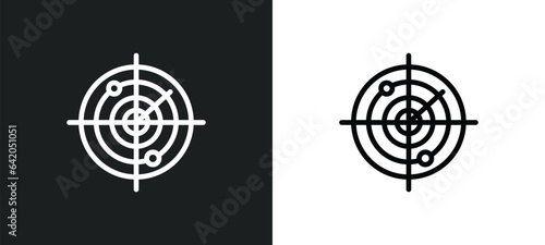 radar sweep icon isolated in white and black colors. radar sweep outline vector icon from technology collection for web, mobile apps and ui.