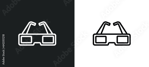 old 3d glasses icon isolated in white and black colors. old 3d glasses outline vector icon from cinema collection for web, mobile apps and ui.