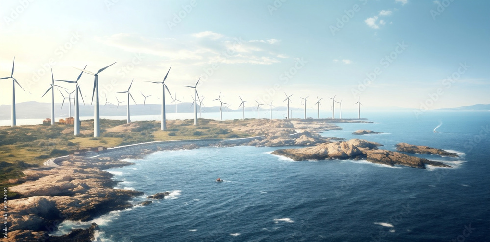 Wind windmill landscape renewable ocean offshore environment turbine eco energy power electricity
