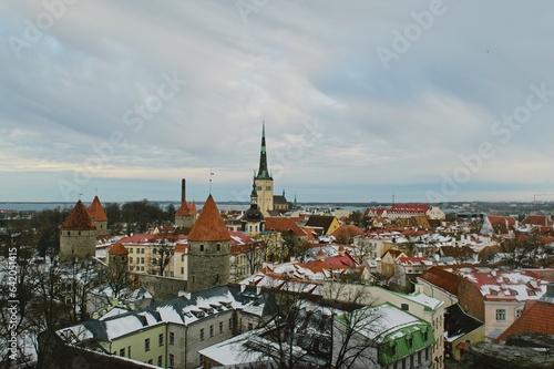 High view of the old town of Tallinn, Estonia