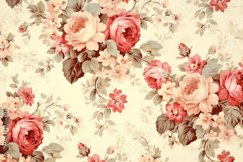 Beige pink seamless pattern rose flower