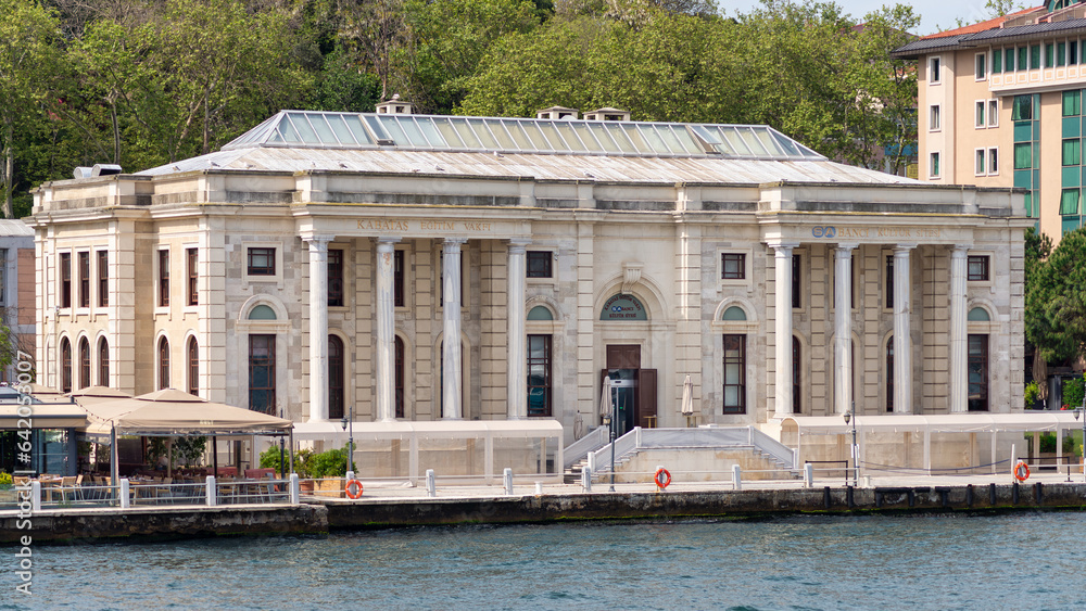 Feriye Palace, a former Ottoman palace located on the European shore of the Bosphorus in Istanbul, Turkey. The palace is now a restaurant and event venue