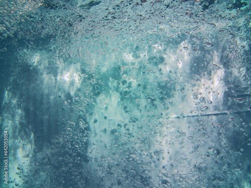 Blue underwater pool bubbles texture