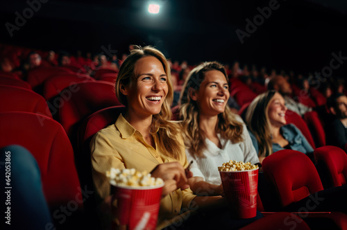 A photo of two girl friends in the cinema
