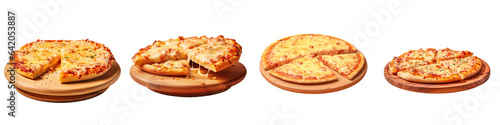 Unhealthy food style Cheese pizza on a transparent background