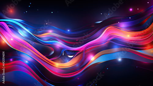 Abstract neon fractal wallpaper with space