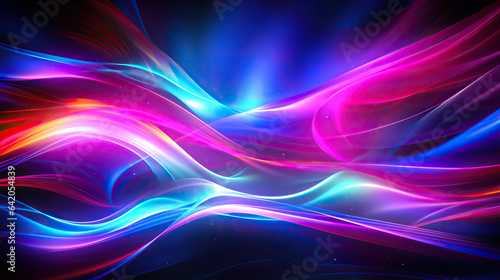 Abstract neon fractal wallpaper with space