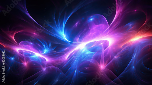 Abstract neon fractal wallpaper with space