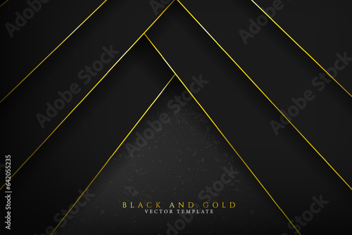 Expensive VIP Black and Gold Concept Background Template design. Backdrop for poster, banner, website, flyer, presentation, wallpapers, designs. Editable Vector Illustration. 

