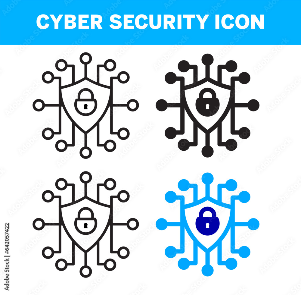 VECTOR CYBER SECURITY ICON IN STROKE AND FILL AND COLOR VERSION VECTOR CYBER SECURITY ICON IN STROKE AND FILL AND COLOR VERSION
