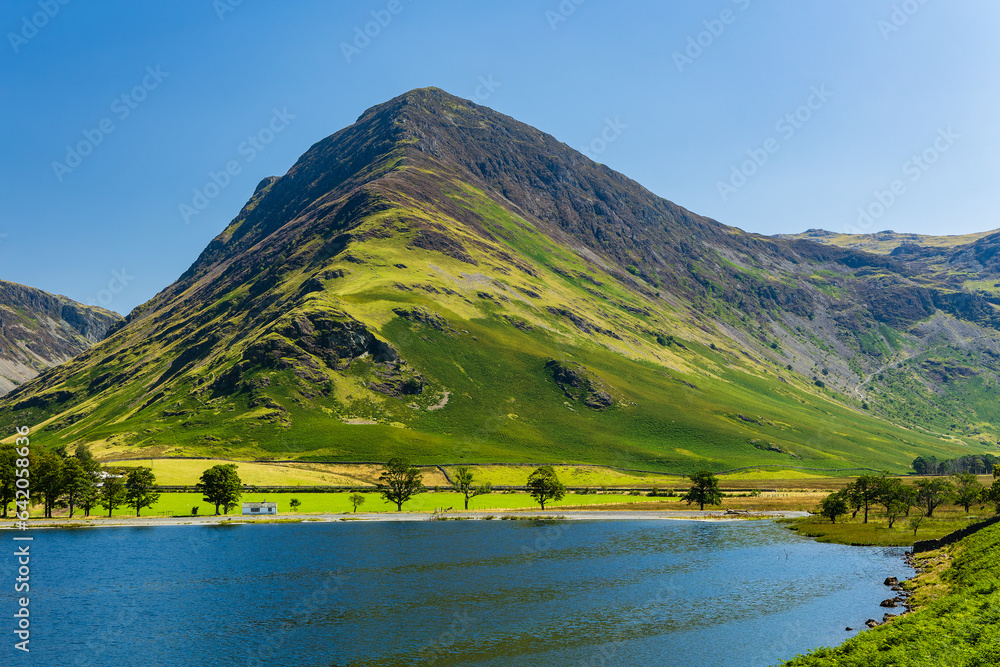 Fleetwith Pike and Buttermere in the English Lake District on a hot summer afternoon