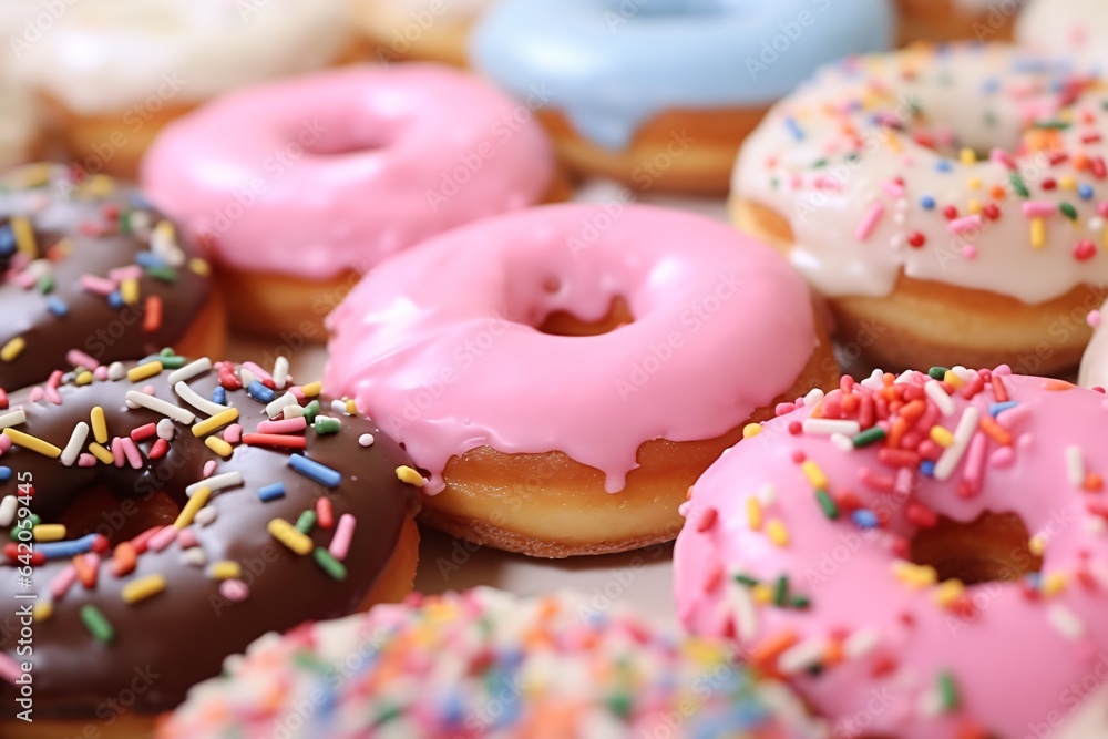 Assorted donuts with sprinkles