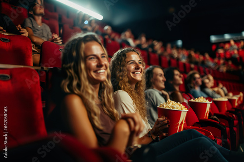 A photo of two girl friends in the cinema