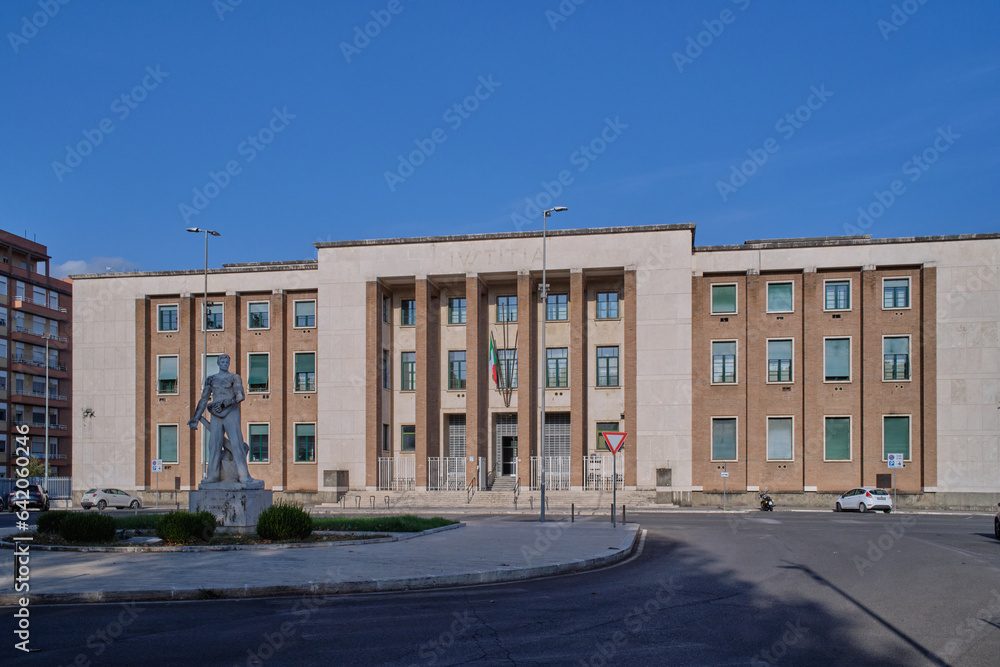 Behang Court of Latina, a building from the '30s in a fascist architectural style, Ital