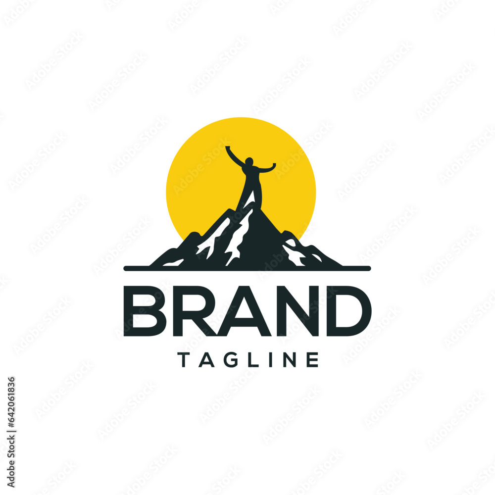 Modern and abstract mountain hiking logo design for outdoor business, camping, and hiking 