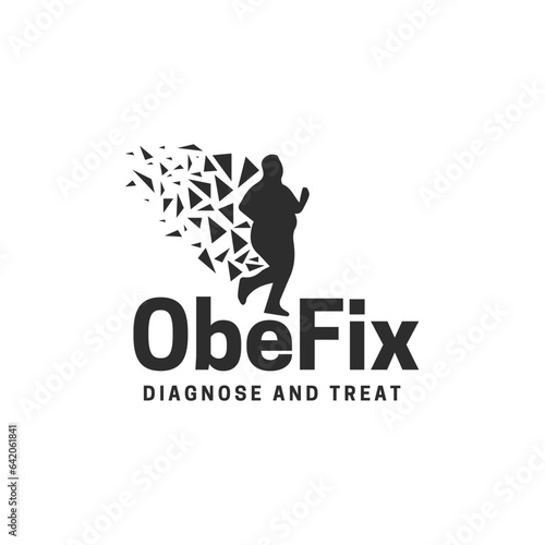 Modern polygonal weight loss logo design for dieting, health care, fat body and wellness.
