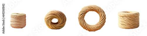 transparent background showcases isolated hemp or sisal string coil