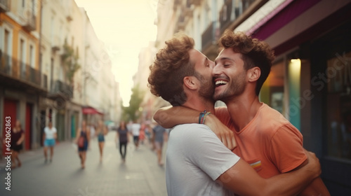 同性愛者が幸せそうにハグをしている写真