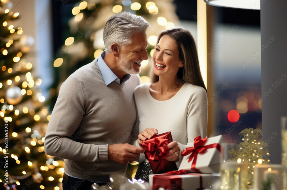 A photo of mature couple in home during christmas A photo of mature couple in home during christmas