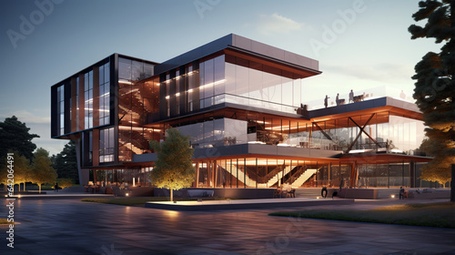 Modern office building concept 3d rendering.