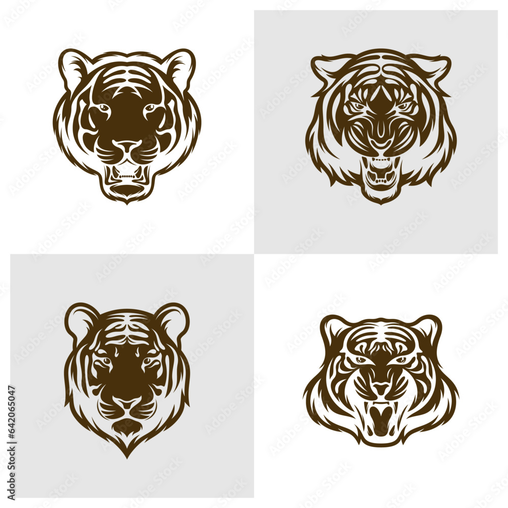 Set of Head Tiger vector illustration design. Head Tiger logo design Template. Set of Head Tiger vector illustration design. Head Tiger logo design Template.