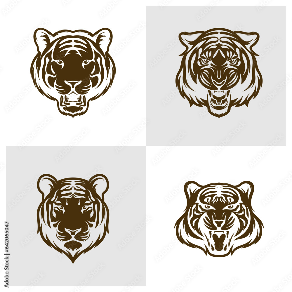 Set of Head Tiger vector illustration design. Head Tiger logo design Template.