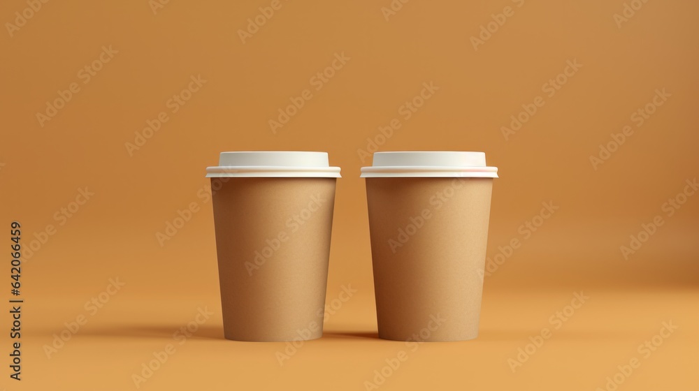two takeout coffee cups on a table two takeout coffee cups on a table
