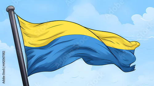 Hand drawn cartoon ukrainian flag illustration
 photo