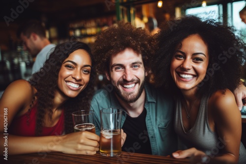 Group of young people in casual costume at a bachelorette party celebrate and having fun in the bar nightclub