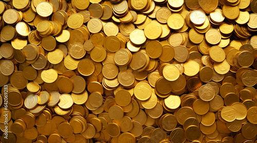 Full gold coins, top view.